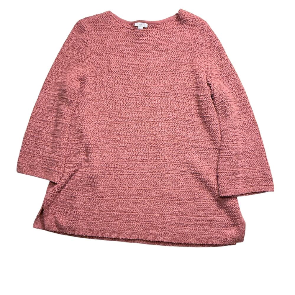 J Jill Pink Soft Sweater Bell Sleeves Cotton Acrylic Size Petite Large